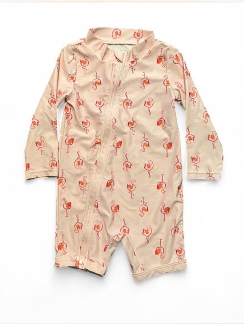 Carter's Pink Flamingo Zip-Front One-Piece Rashguard Sunguard Swimsuit
